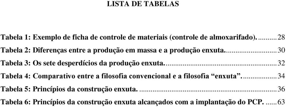 ... 30 Tabela 3: Os sete desperdícios da produção enxuta.