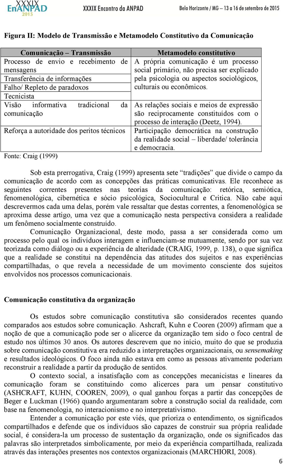 sociológicos, culturais ou econômicos. As relações sociais e meios de expressão são reciprocamente constituídos com o processo de interação (Deetz, 1994).