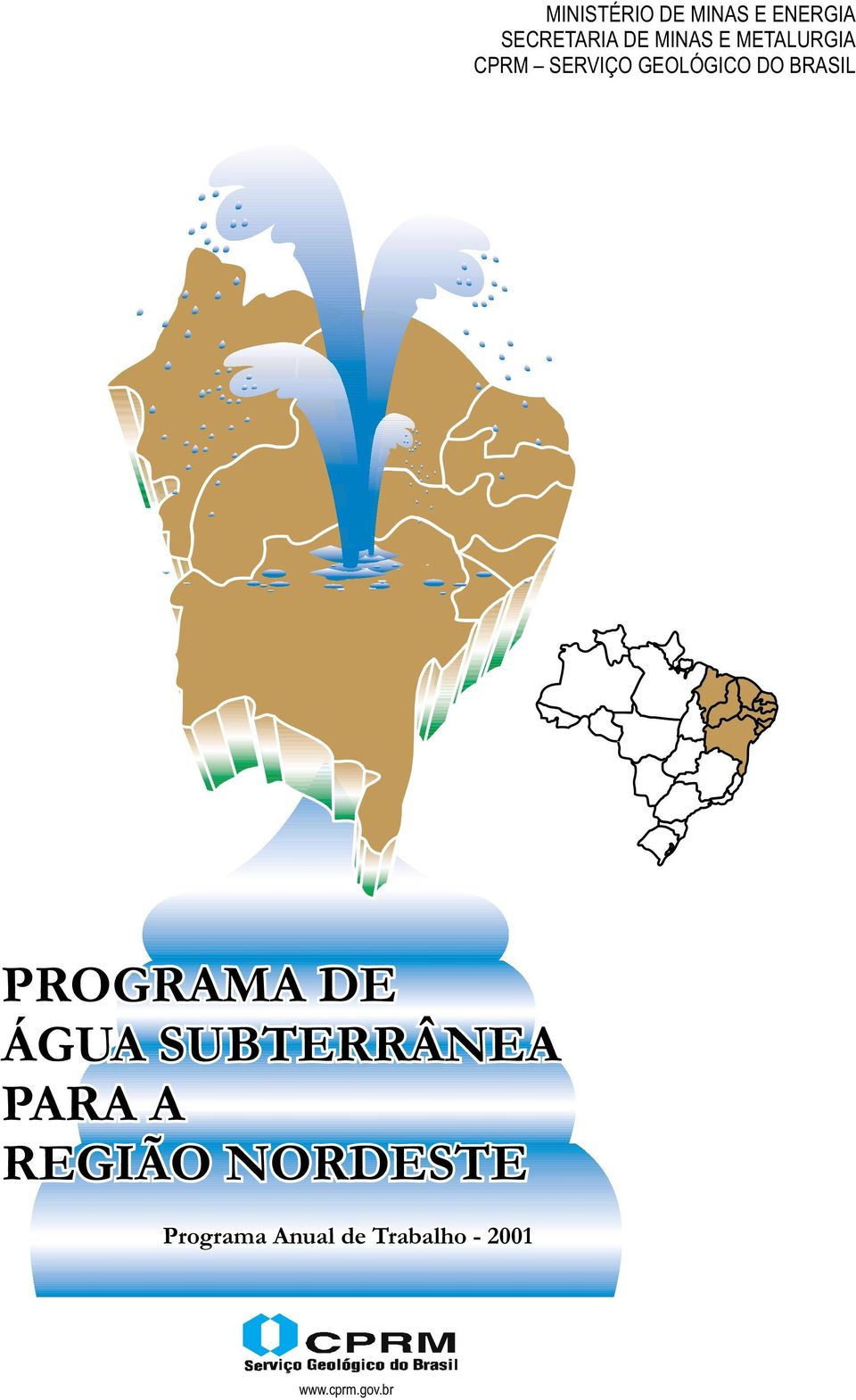 PROGRAMA DE ÁGUA SUBTERRÂNEA PARA A REGIÃO