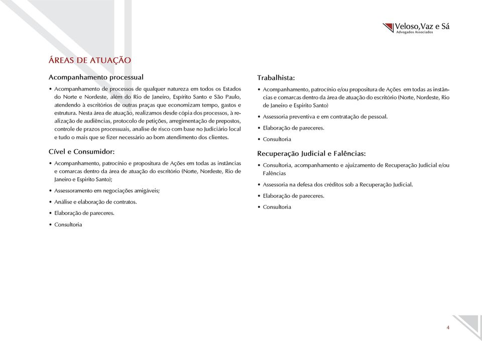 Nesta área de atuação, realizamos desde cópia dos processos, à realização de audiências, protocolo de petições, arregimentação de prepostos, controle de prazos processuais, analise de risco com base