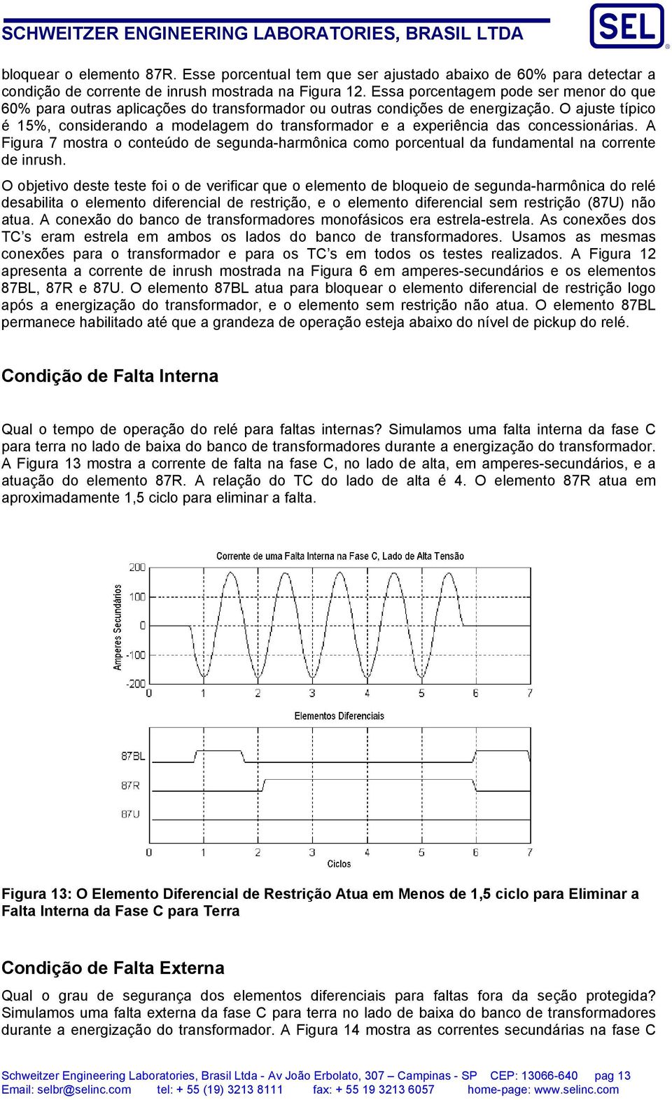 concessionárias A Figura 7 mostra o conteúdo de segunda-harmônica como porcentual da fundamental na corrente de inrush O objetivo deste teste foi o de verificar que o elemento de bloqueio de