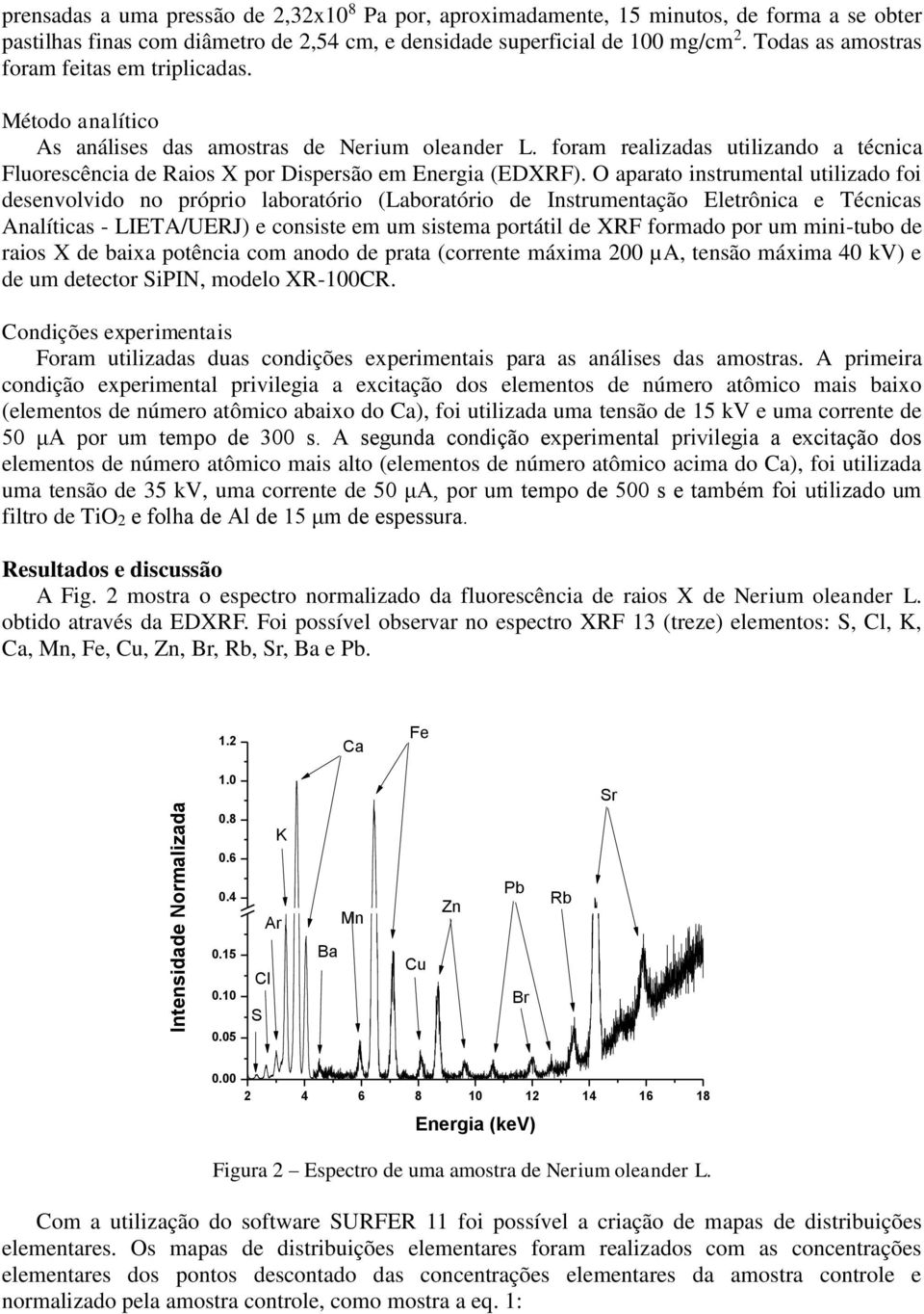 foram realizadas utilizando a técnica Fluorescência de Raios X por Dispersão em Energia (EDXRF).