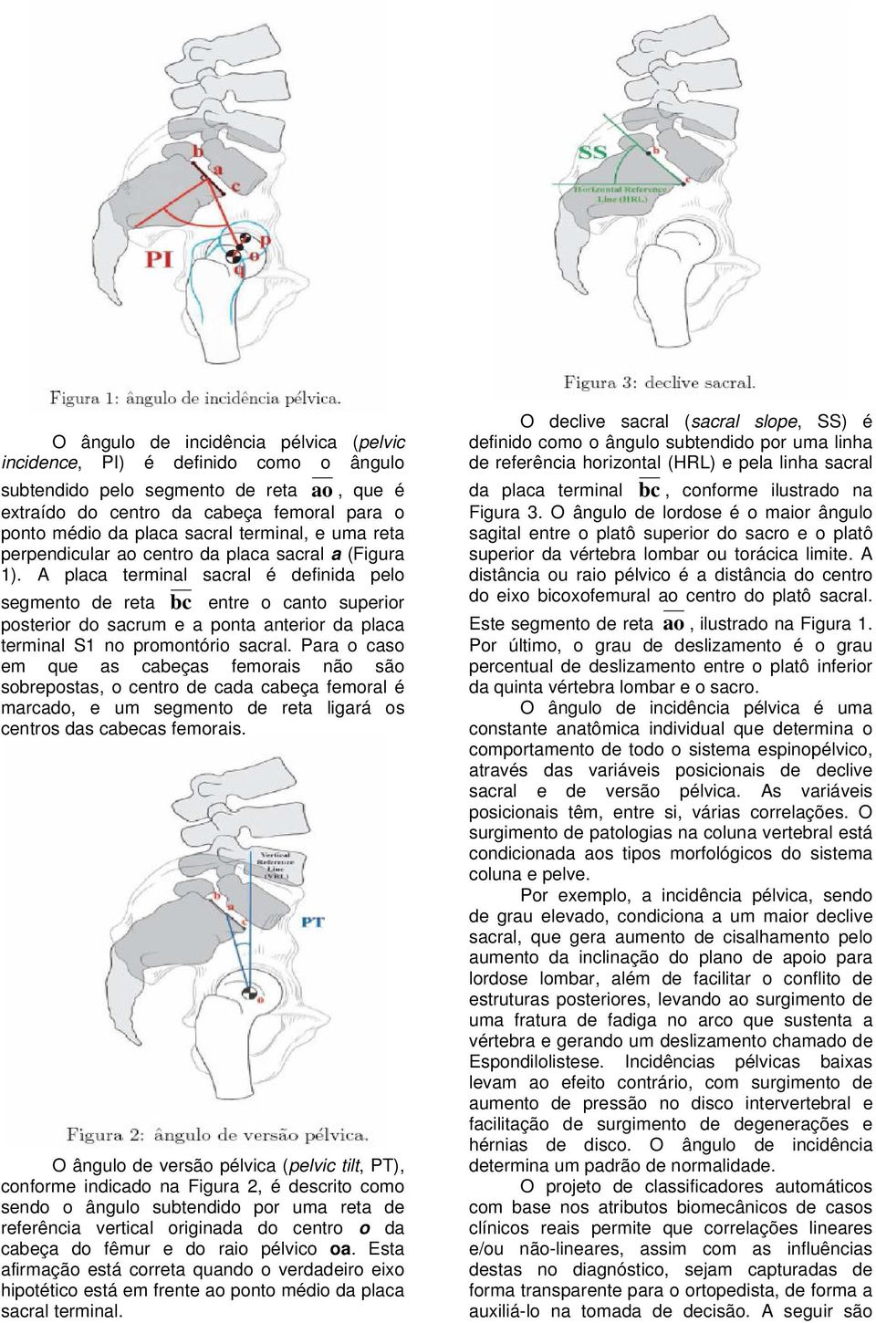 A placa terminal sacral é definida pelo segmento de reta bc entre o canto superior posterior do sacrum e a ponta anterior da placa terminal S1 no promontório sacral.