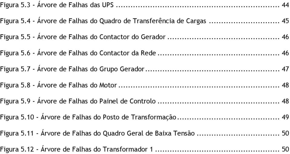 .. 47 Figura 5.8 - Árvore de Falhas do Motor... 48 Figura 5.9 - Árvore de Falhas do Painel de Controlo... 48 Figura 5.10 - Árvore de Falhas do Posto de Transformação.