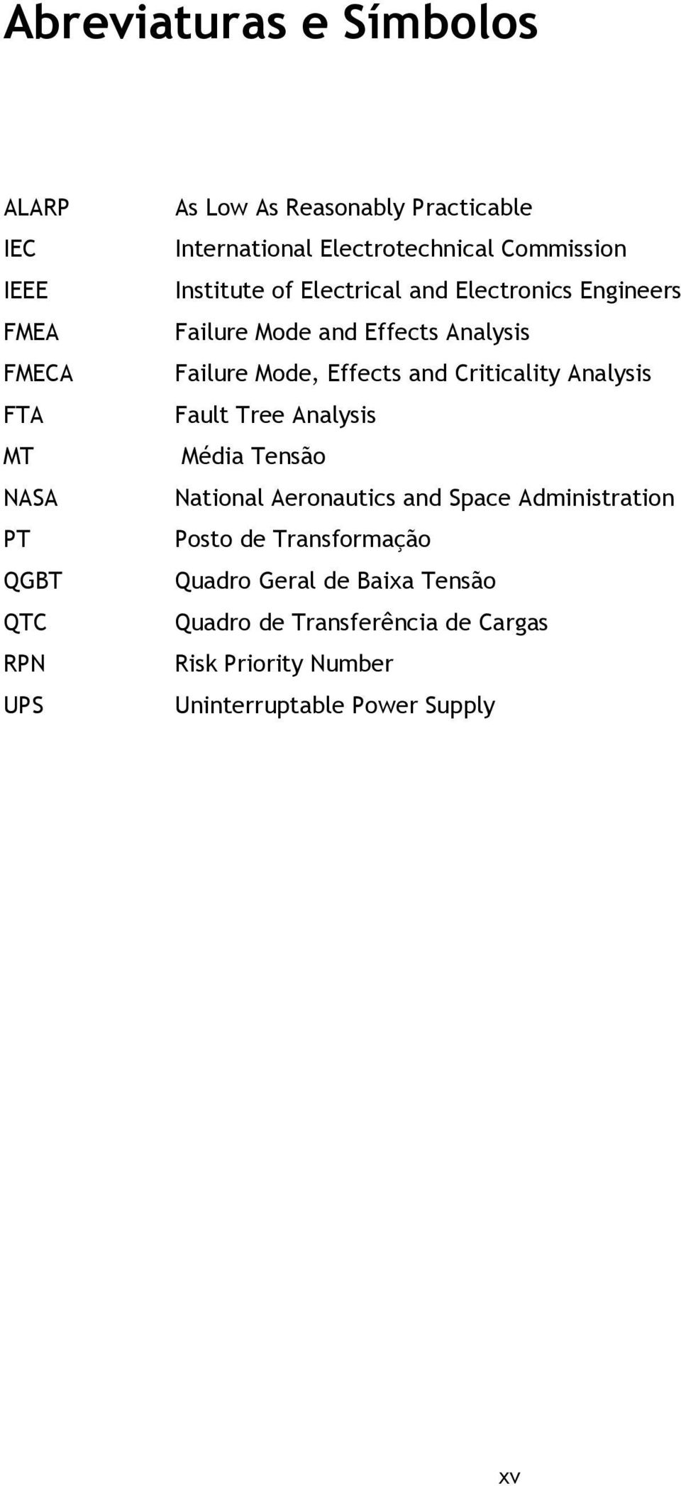 Failure Mode, Effects and Criticality Analysis Fault Tree Analysis Média Tensão National Aeronautics and Space Administration