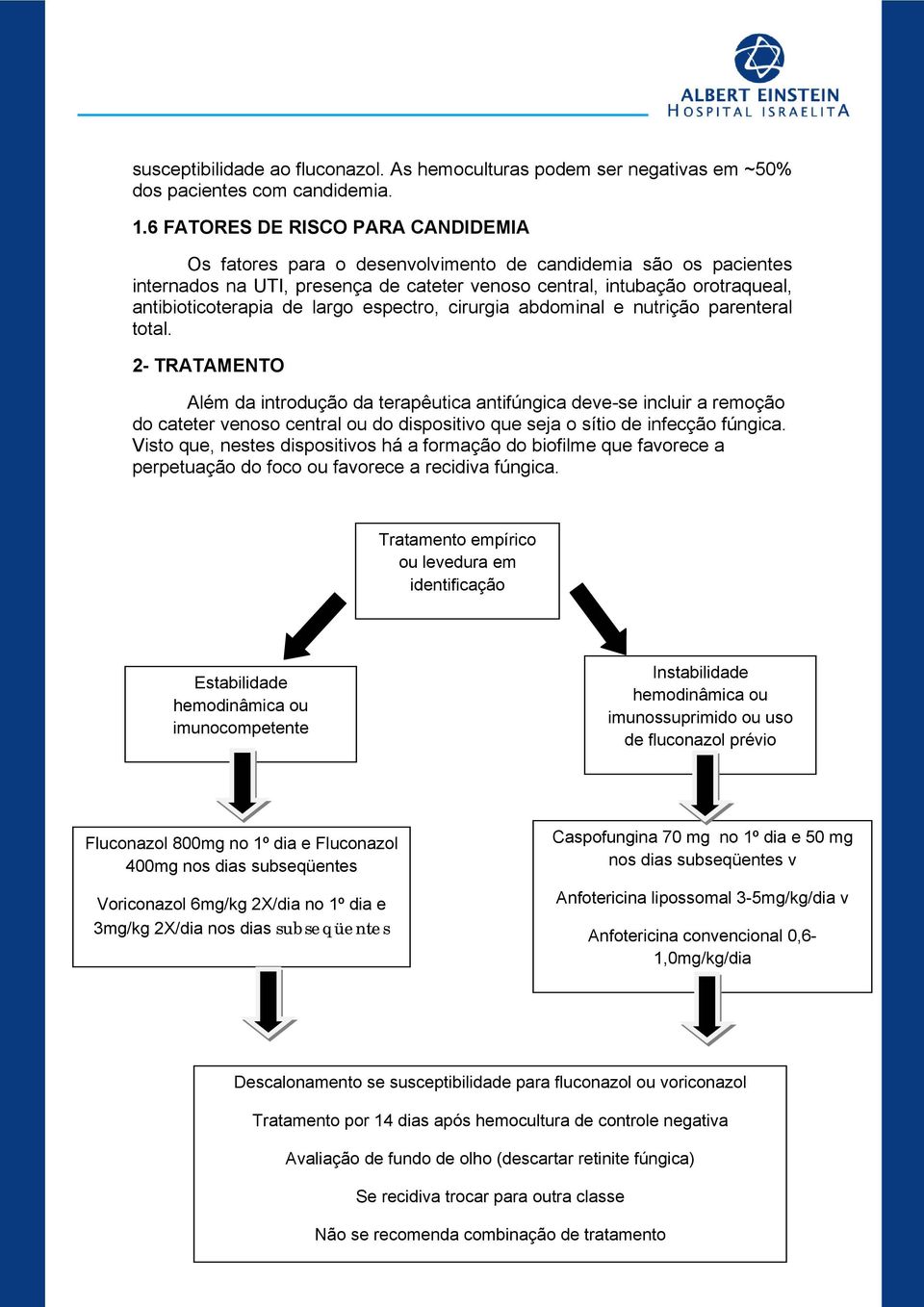 largo espectro, cirurgia abdominal e nutrição parenteral total.