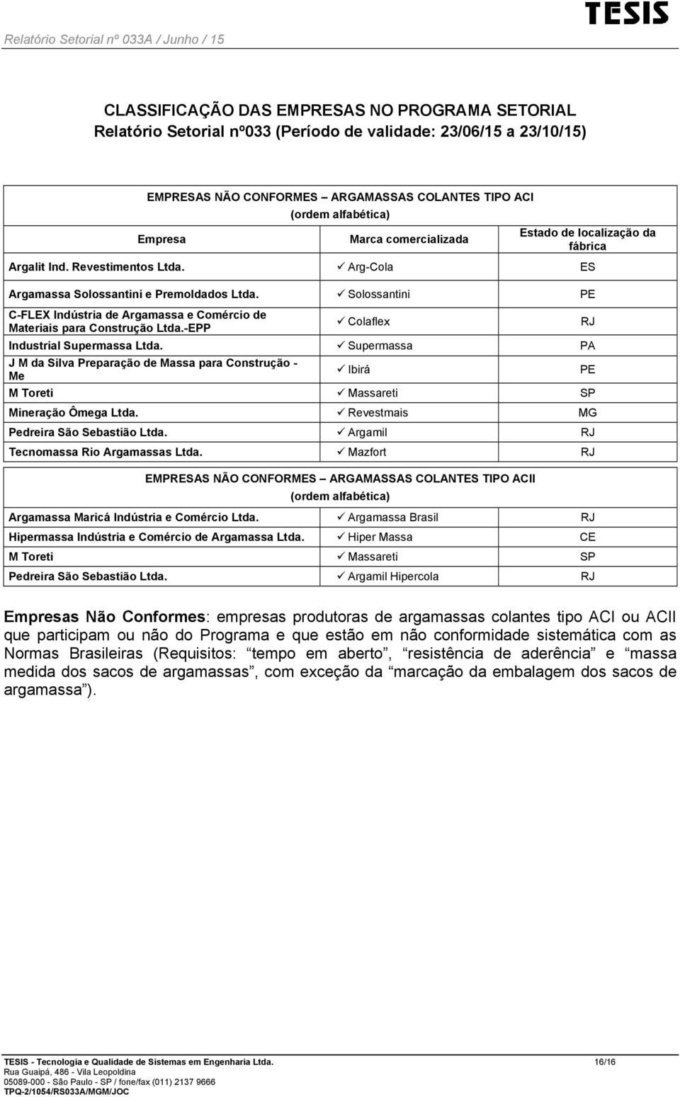Solossantini PE C-FLEX Indústria de Argamassa e Comércio de Materiais para Construção Ltda.-EPP Colaflex Industrial Supermassa Ltda.