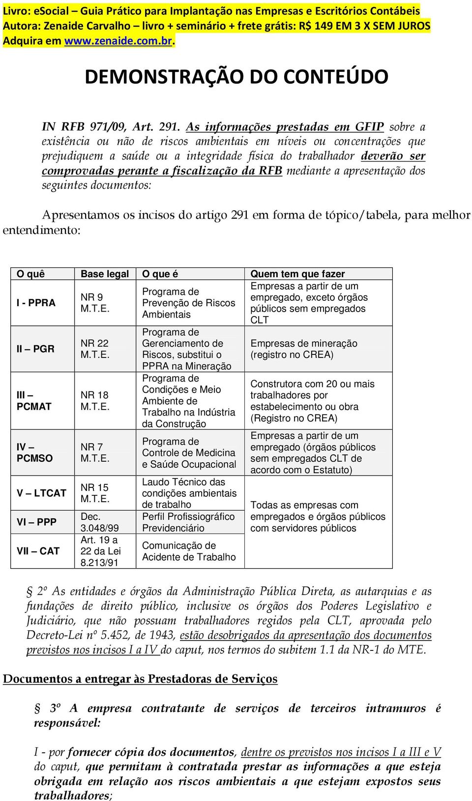 perante a fiscalização da RFB mediante a apresentação dos seguintes documentos: Apresentamos os incisos do artigo 291 em forma de tópico/tabela, para melhor entendimento: O quê Base legal O que é