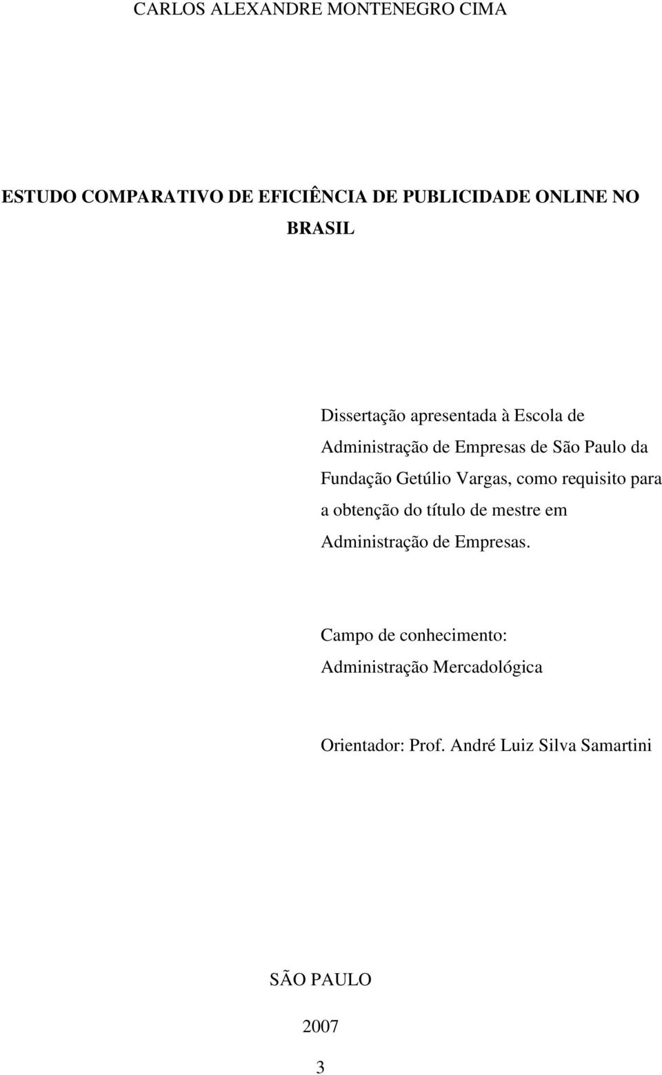 Vargas, como requisito para a obtenção do título de mestre em Administração de Empresas.