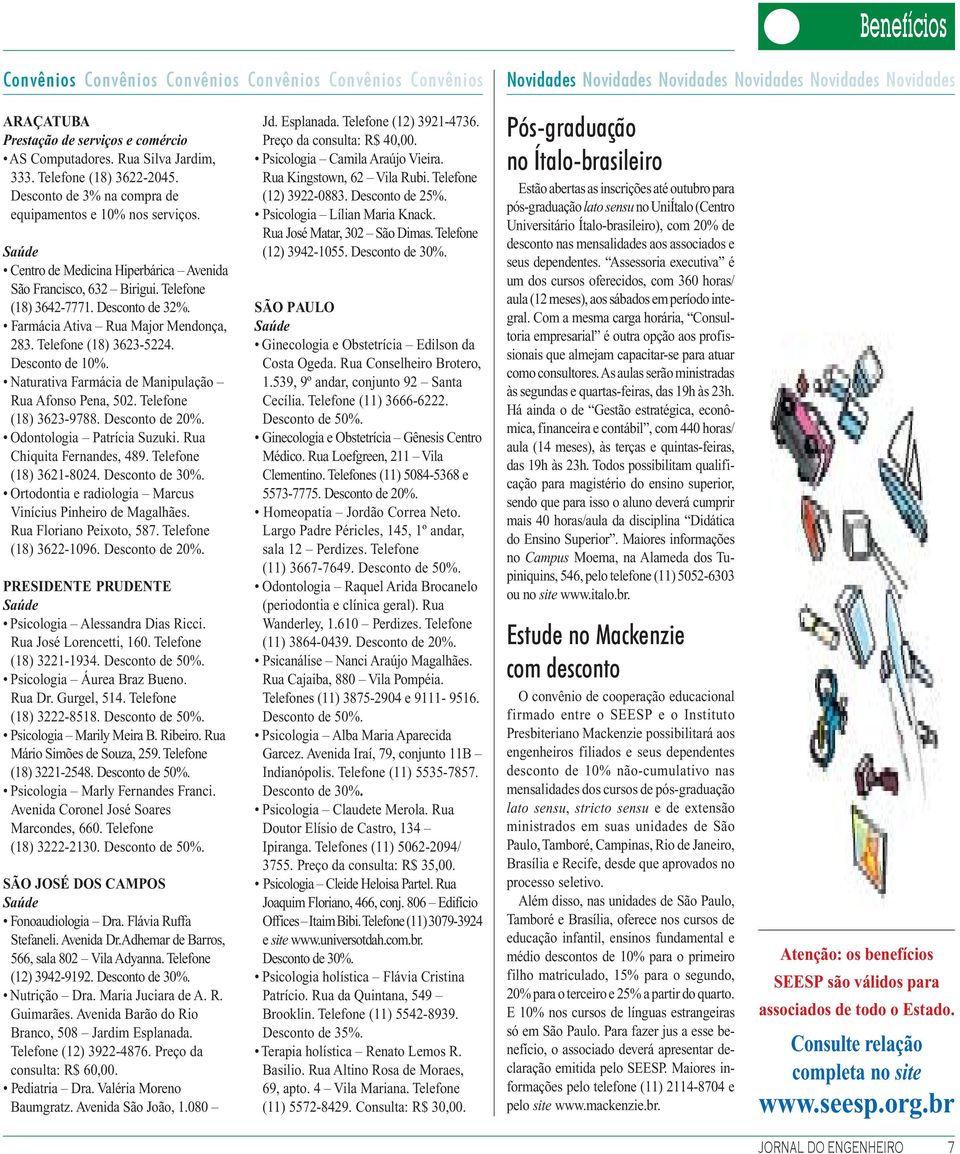 Telefone (18) 3642-7771. Desconto de 32%. Farmácia Ativa Rua Major Mendonça, 283. Telefone (18) 3623-5224. Desconto de 10%. Naturativa Farmácia de Manipulação Rua Afonso Pena, 502.