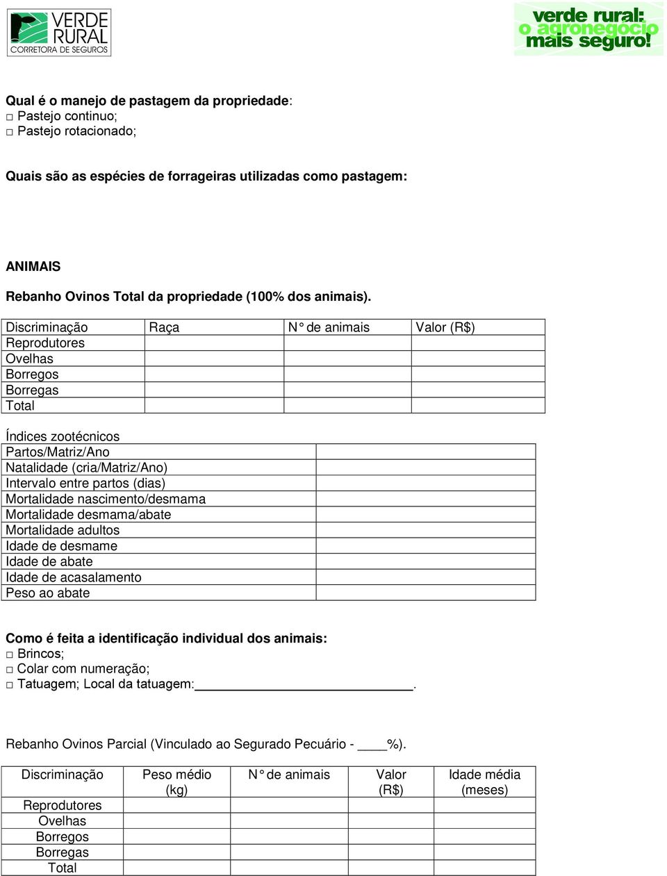 Discriminação Raça N de animais Valor (R$) Reprodutores Ovelhas Borregos Borregas Total Índices zootécnicos Partos/Matriz/Ano Natalidade (cria/matriz/ano) Intervalo entre partos (dias) Mortalidade