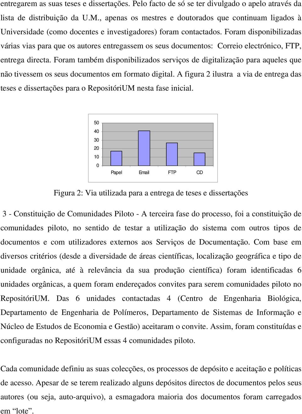 Foram disponibilizadas várias vias para que os autores entregassem os seus documentos: Correio electrónico, FTP, entrega directa.