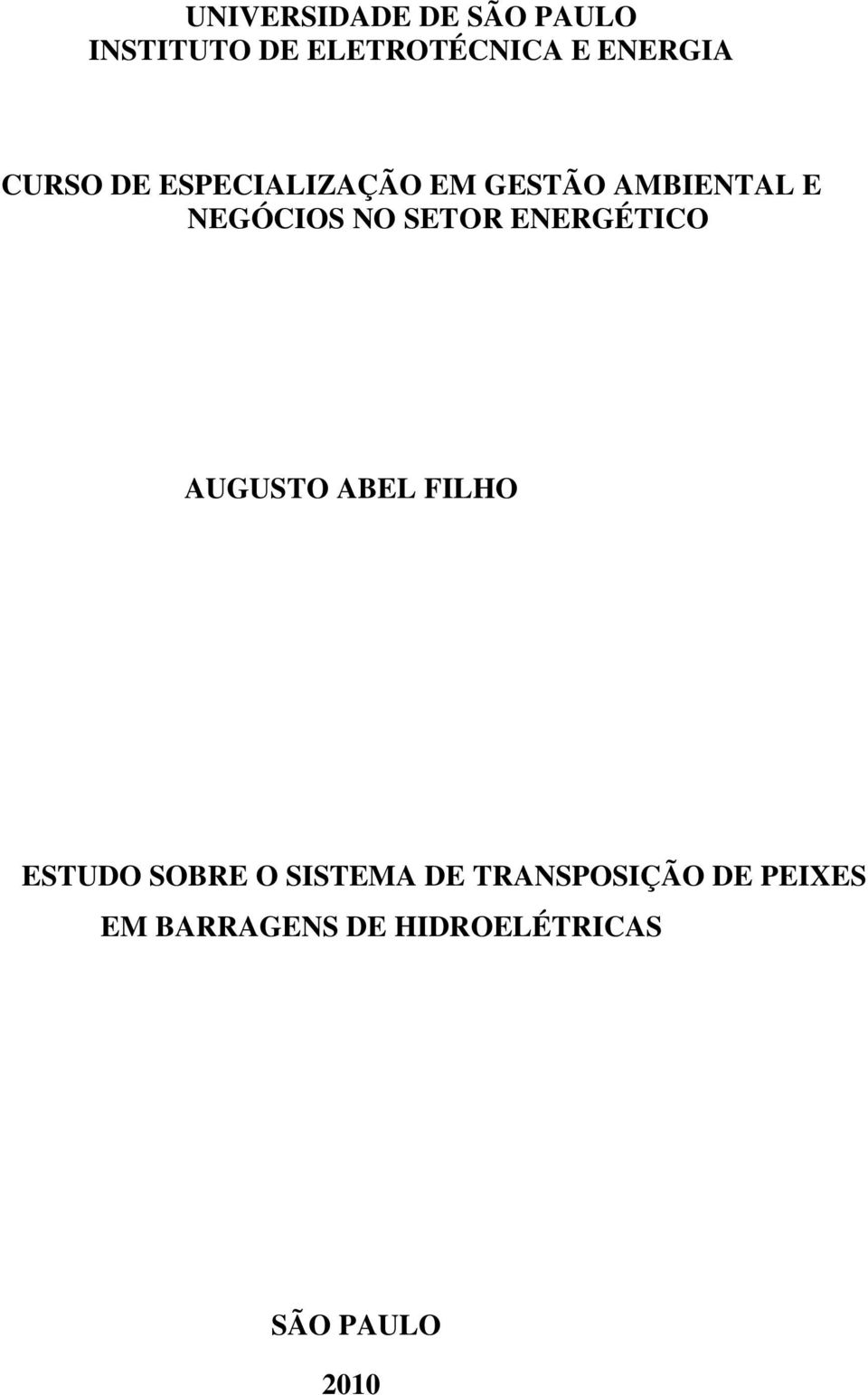 SETOR ENERGÉTICO AUGUSTO ABEL FILHO ESTUDO SOBRE O SISTEMA DE