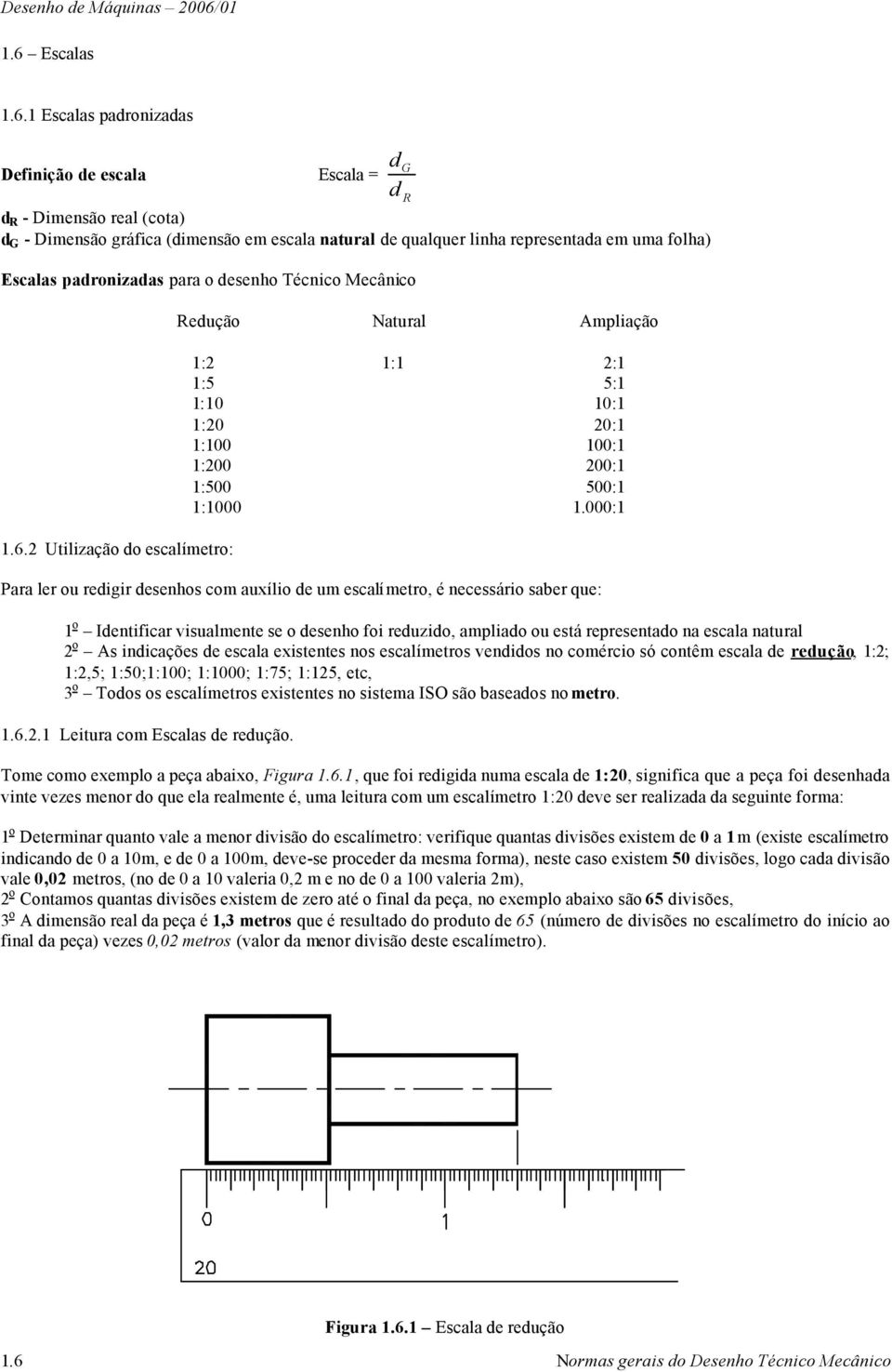 000: Para ler ou redigir desenhos com auxílio de um escalímetro, é necessário saber que: o Identificar visualmente se o desenho foi reduzido, ampliado ou está representado na escala natural o As