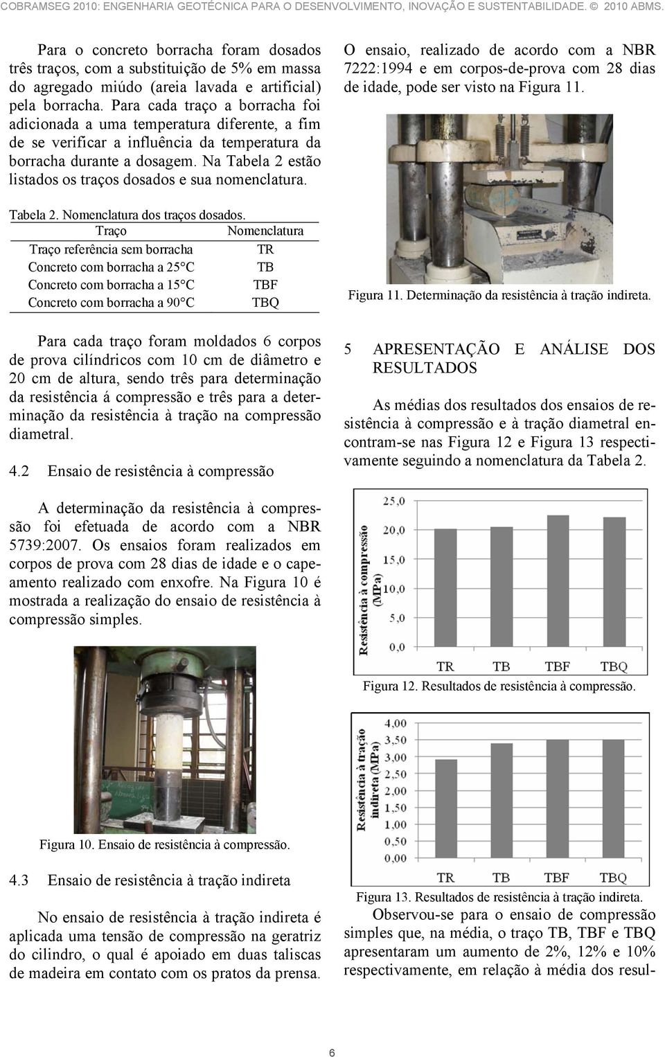 Na Tabela 2 estão listados os traços dosados e sua nomenclatura. Tabela 2. Nomenclatura dos traços dosados.