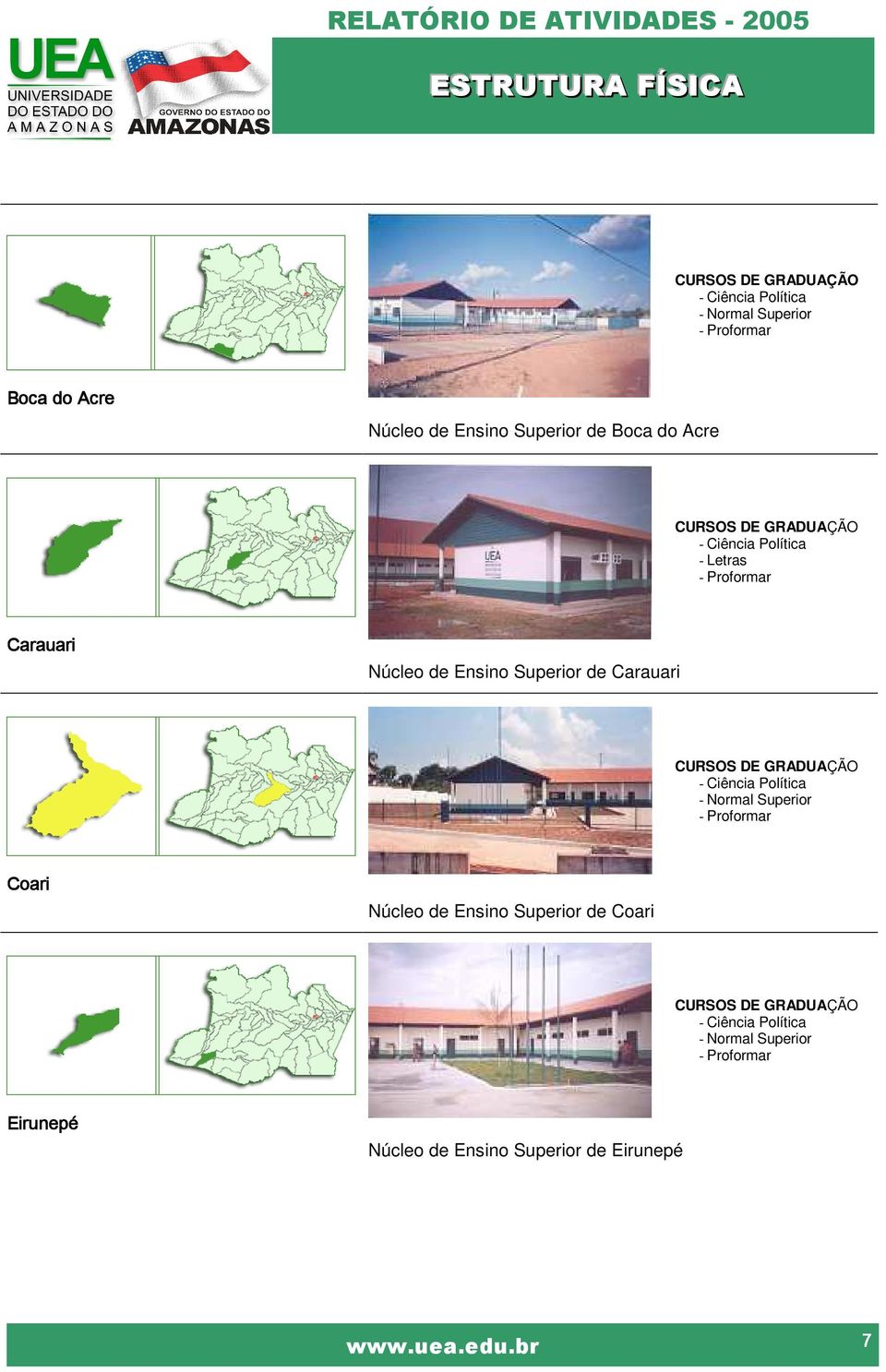 Superior de Carauari CURSOS DE GRADUAÇÃO - Ciência Política - Normal Superior - Proformar Coari Núcleo de Ensino