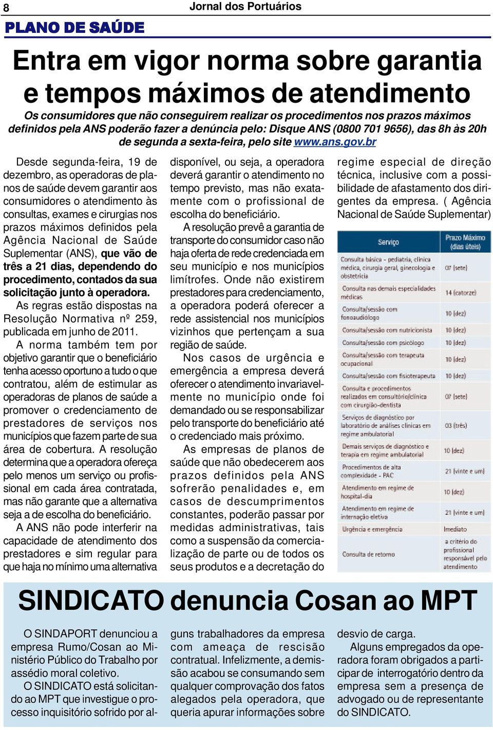 br Desde segunda-feira, 19 de dezembro, as operadoras de planos de saúde devem garantir aos consumidores o atendimento às consultas, exames e cirurgias nos prazos máximos definidos pela Agência