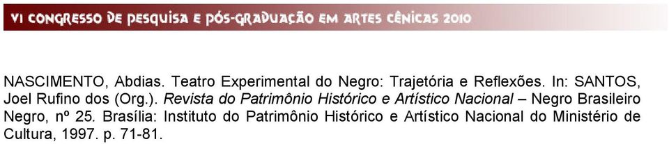 Revista do Patrimônio Histórico e Artístico Nacional Negro Brasileiro