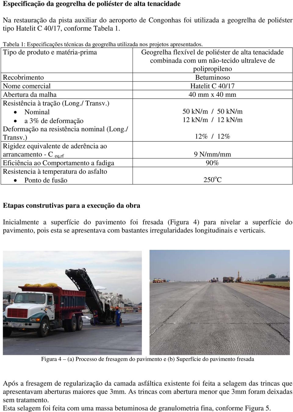 Tipo de produto e matéria-prima Geogrelha flexível de poliéster de alta tenacidade combinada com um não-tecido ultraleve de polipropileno Recobrimento Betuminoso Nome comercial Hatelit C 40/17