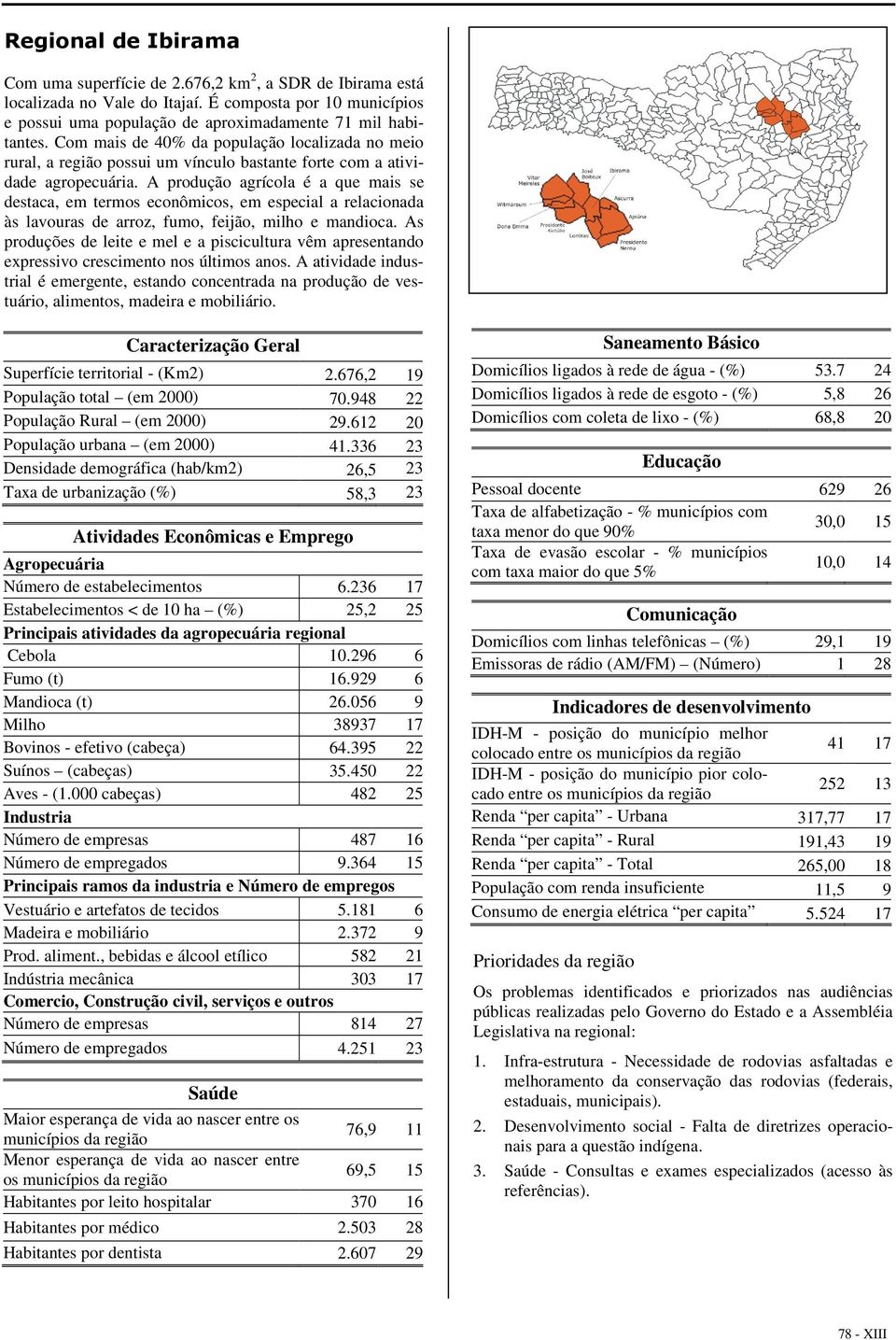 A produção agrícola é a que mais se destaca, em termos econômicos, em especial a relacionada às lavouras de arroz, fumo, feijão, milho e mandioca.