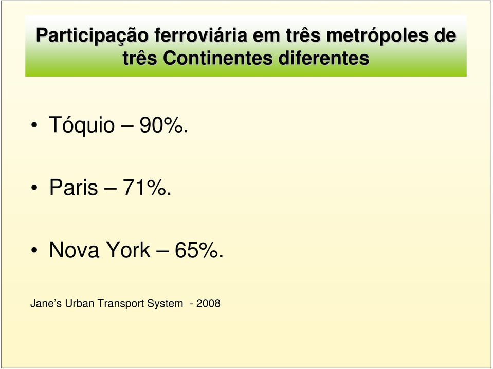 diferentes Tóquio 90%. Paris 71%.