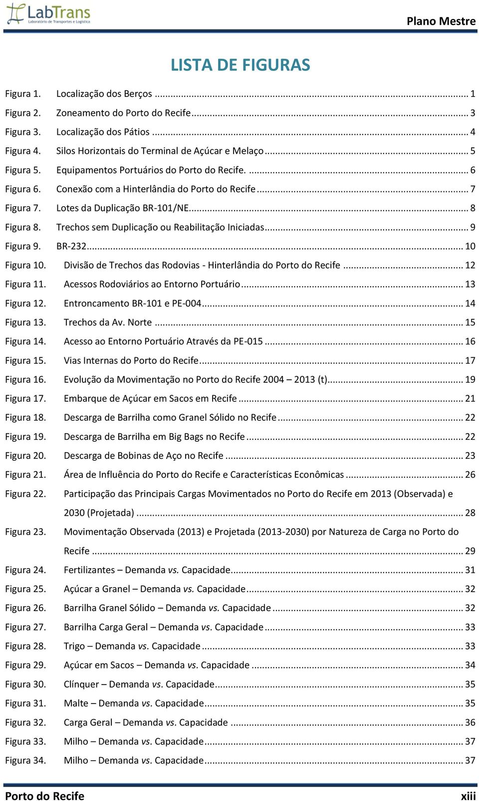 Trechos sem Duplicação ou Reabilitação Iniciadas... 9 Figura 9. BR-232... 10 Figura 10. Divisão de Trechos das Rodovias - Hinterlândia do Porto do Recife... 12 Figura 11.