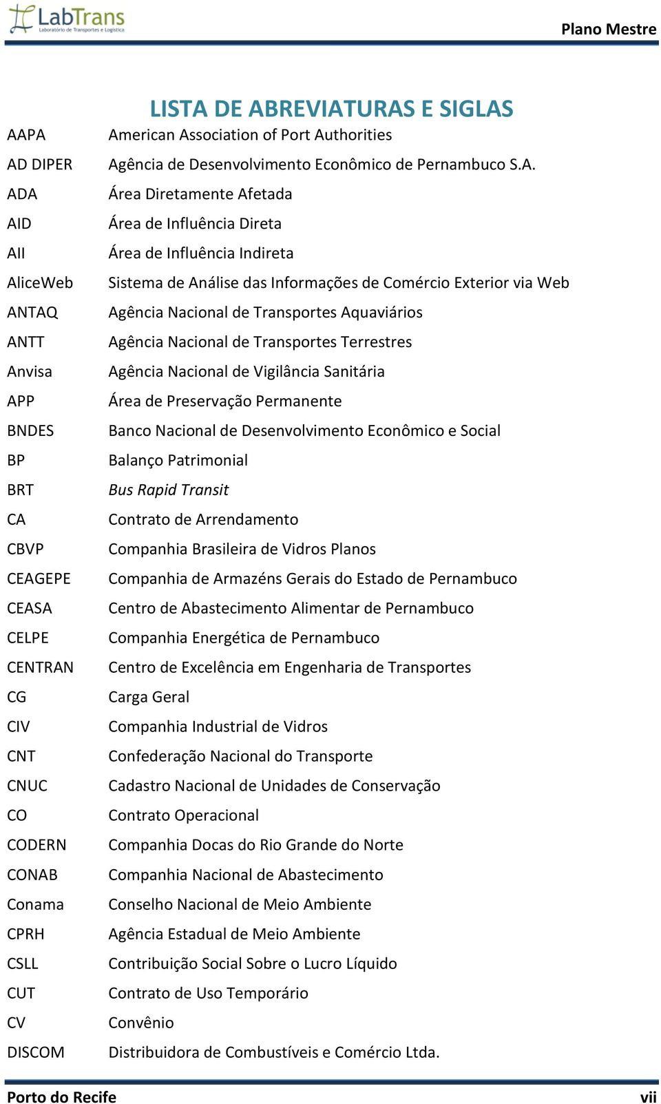 Informações de Comércio Exterior via Web Agência Nacional de Transportes Aquaviários Agência Nacional de Transportes Terrestres Agência Nacional de Vigilância Sanitária Área de Preservação Permanente