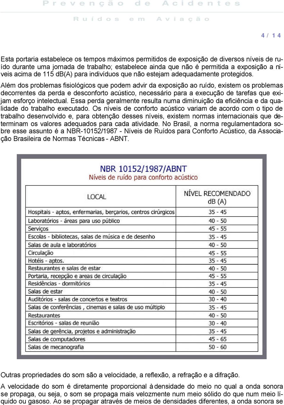 Além dos problemas fisiológicos que podem advir da exposição ao ruído, existem os problemas decorrentes da perda e desconforto acústico, necessário para a execução de tarefas que exijam esforço