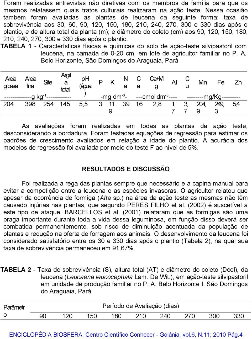 planta (m); e diâmetro do coleto (cm) aos 90, 120, 150, 180, 210, 240, 270, 300 e 330 dias após o plantio.