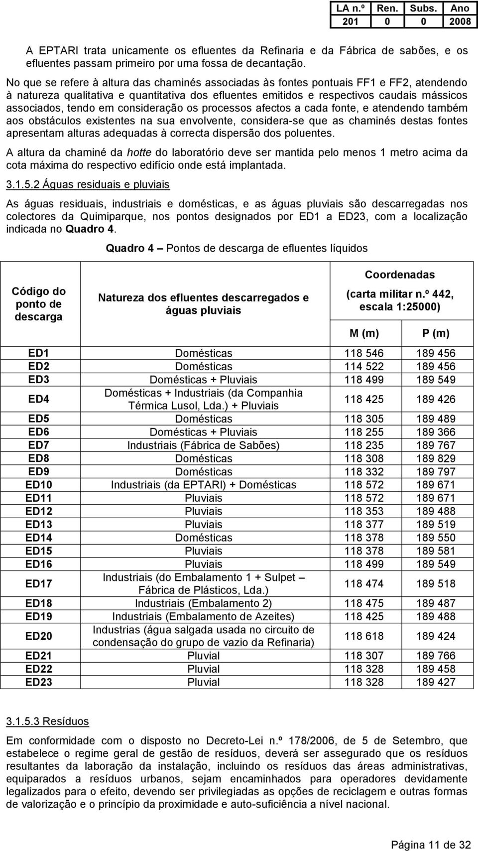 em consideração os processos afectos a cada fonte, e atendendo também aos obstáculos existentes na sua envolvente, considera-se que as chaminés destas fontes apresentam alturas adequadas à correcta