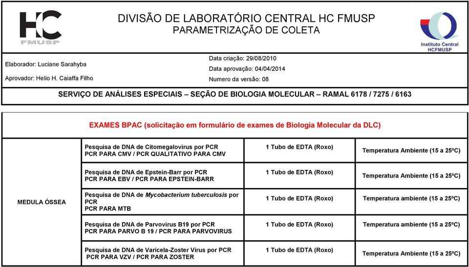 Parvovirus B19 por PCR PCR PARA PARVO B 19 / PCR PARA