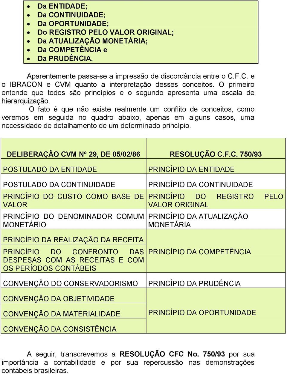 O fato é que não existe realmente um conflito de conceitos, como veremos em seguida no quadro abaixo, apenas em alguns casos, uma necessidade de detalhamento de um determinado princípio.