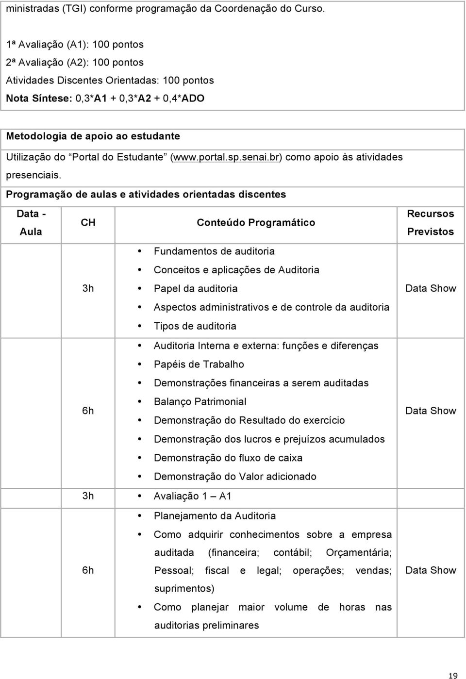 do Estudante (www.portal.sp.senai.br) como apoio às atividades presenciais.