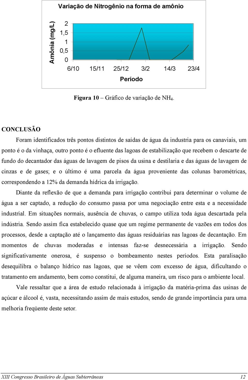 descarte de fundo do decantador das águas de lavagem de pisos da usina e destilaria e das águas de lavagem de cinzas e de gases; e o último é uma parcela da água proveniente das colunas barométricas,