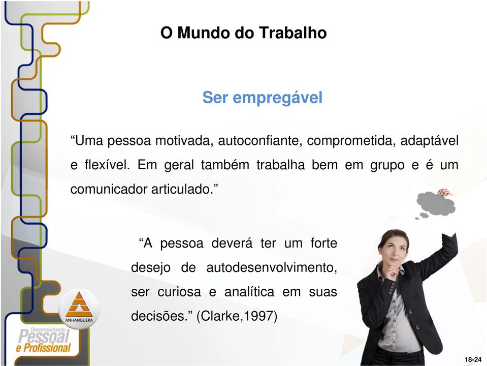 Em geral também trabalha bem em grupo e é um comunicador articulado.