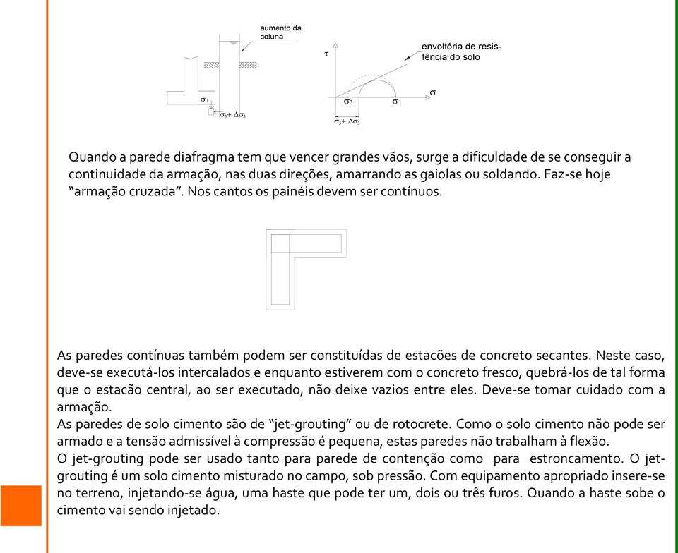 Neste caso, deve-se executá-los intercalados e enquanto estiverem com o concreto fresco, quebrá-los de tal forma que o estacão central, ao ser executado, não deixe vazios entre eles.