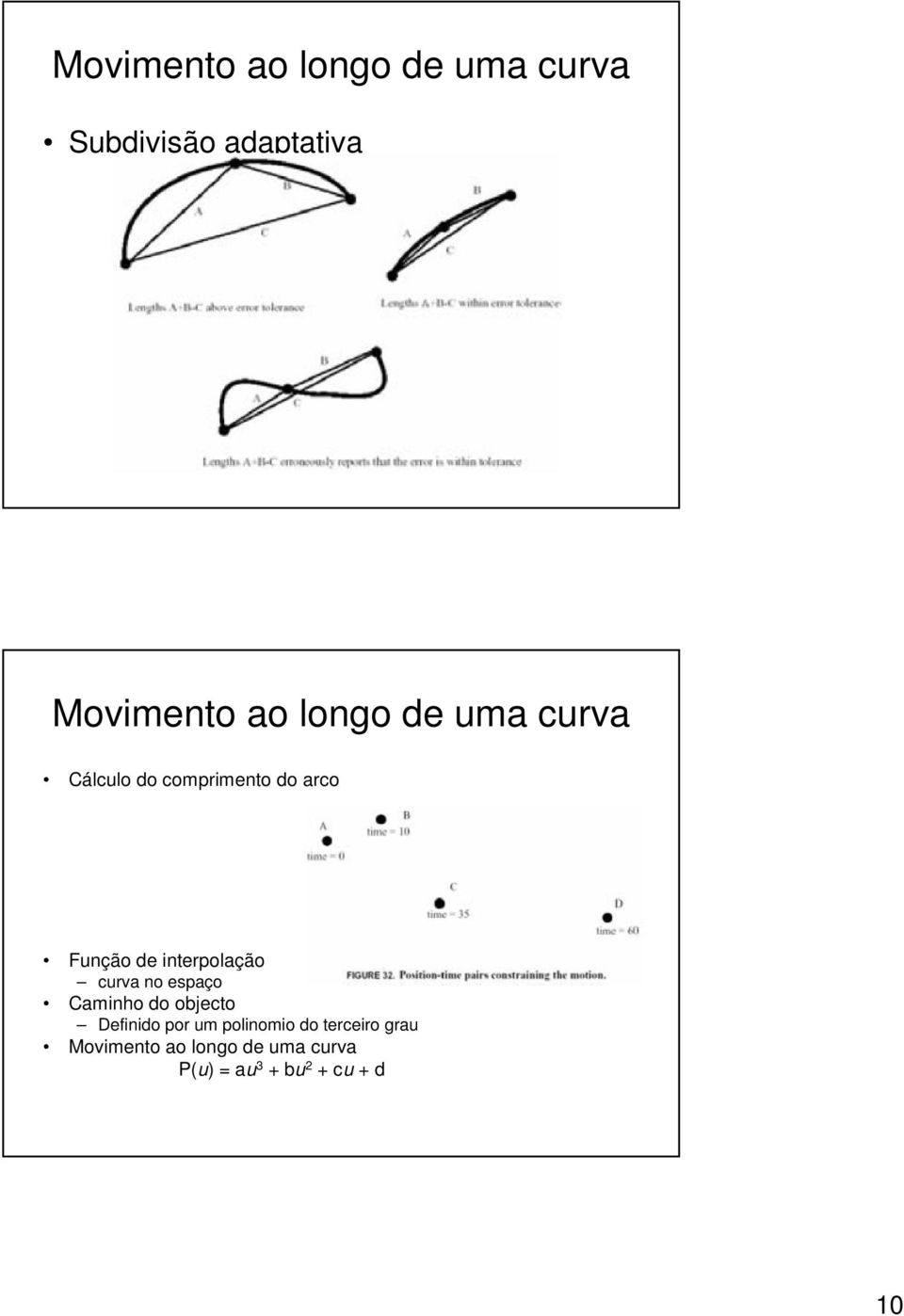 interpolação curva no espaço Caminho do objecto Definido por um