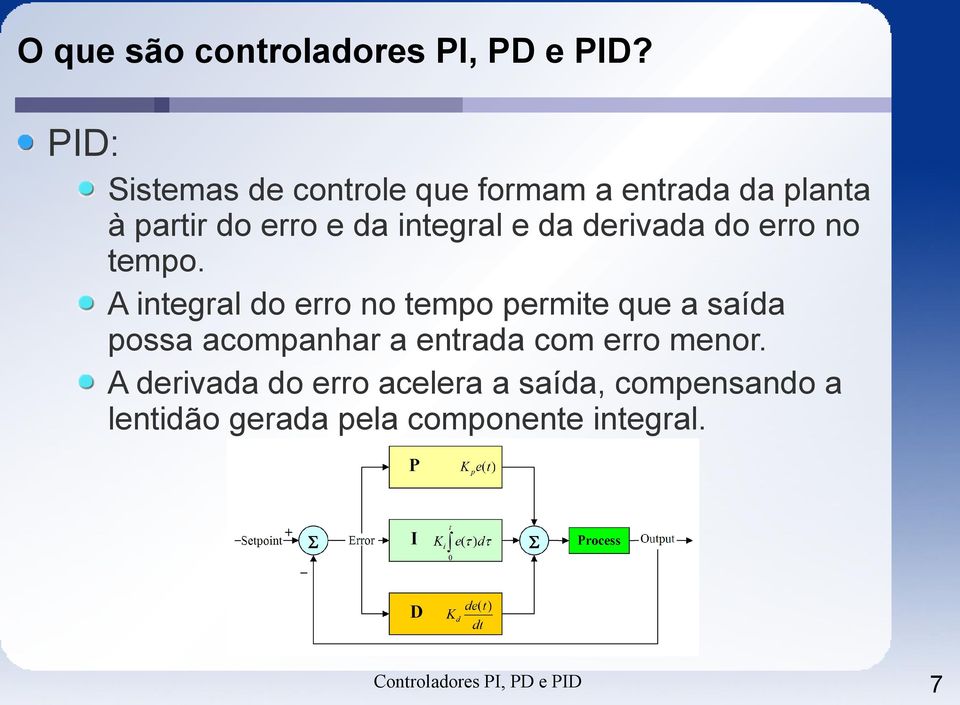 derivada do erro no tempo.