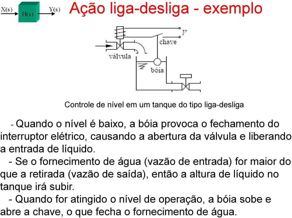 - Se o fornecimento de água (vazão de entrada) for maior do que a retirada (vazão de saída), então a altura de