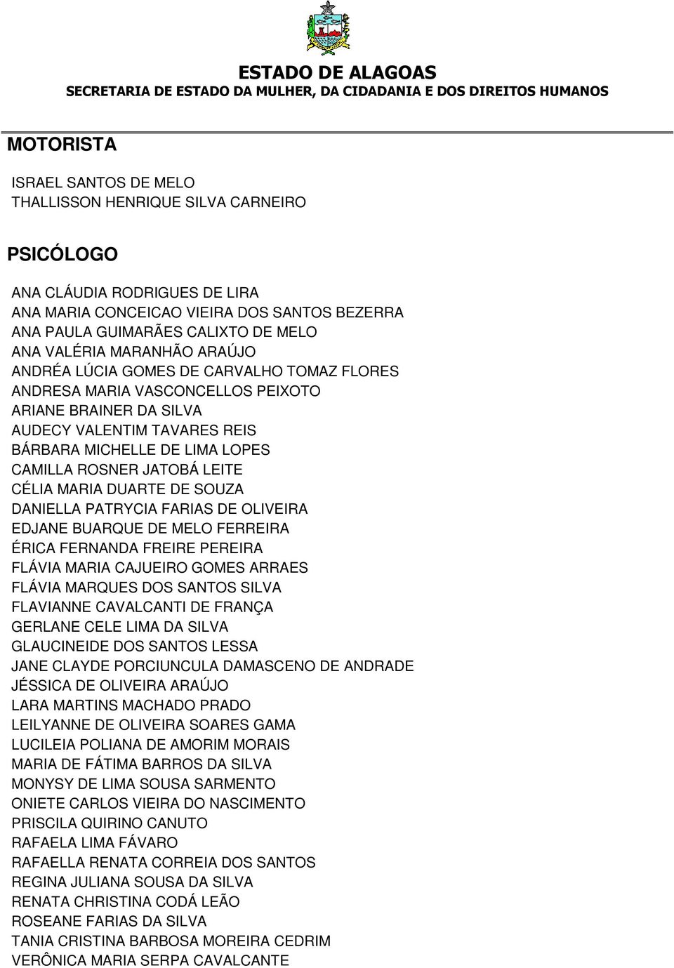 ROSNER JATOBÁ LEITE CÉLIA MARIA DUARTE DE SOUZA DANIELLA PATRYCIA FARIAS DE OLIVEIRA EDJANE BUARQUE DE MELO FERREIRA ÉRICA FERNANDA FREIRE PEREIRA FLÁVIA MARIA CAJUEIRO GOMES ARRAES FLÁVIA MARQUES