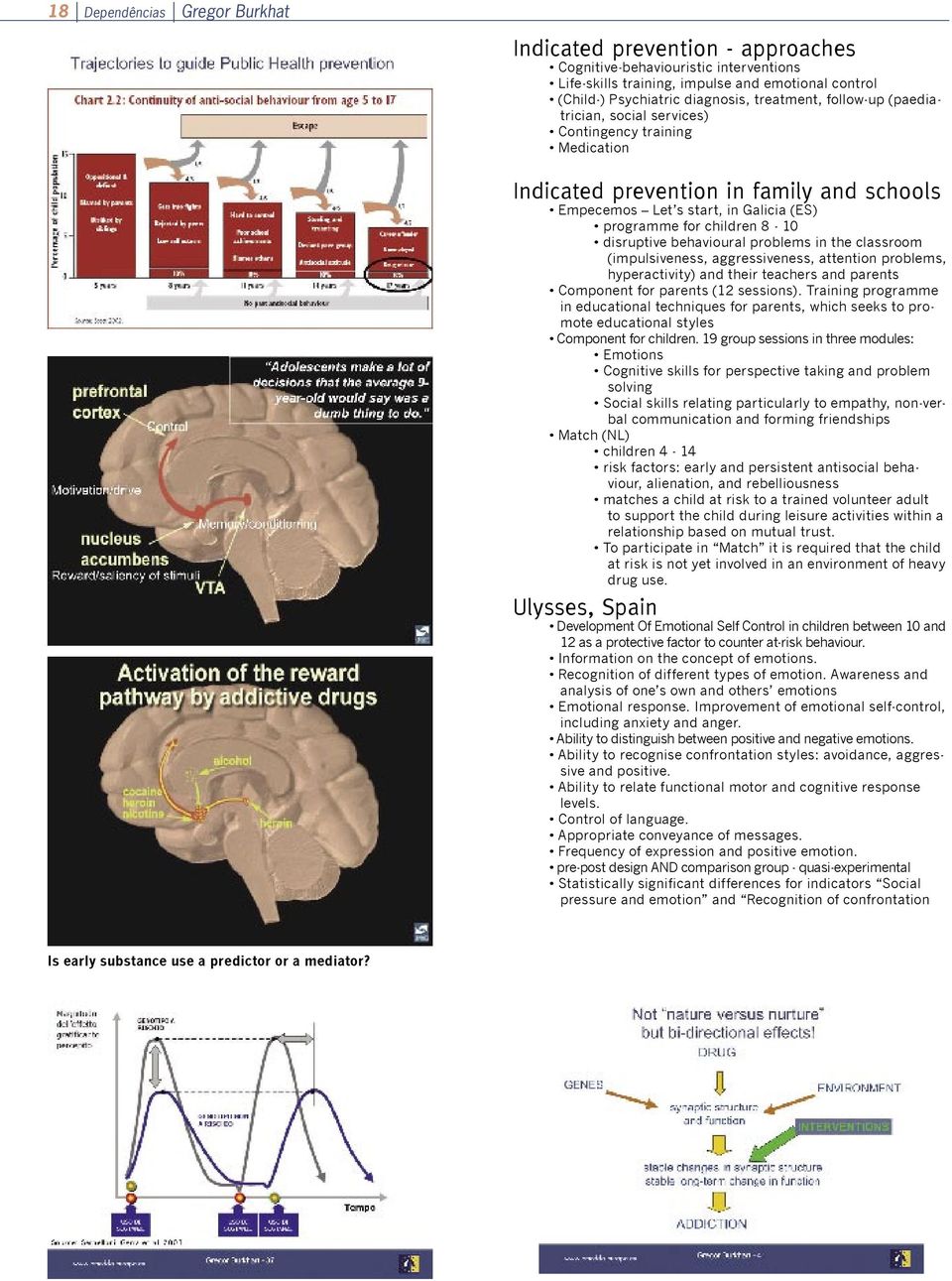 behavioural problems in the classroom (impulsiveness, aggressiveness, attention problems, hyperactivity) and their teachers and parents Component for parents (12 sessions).