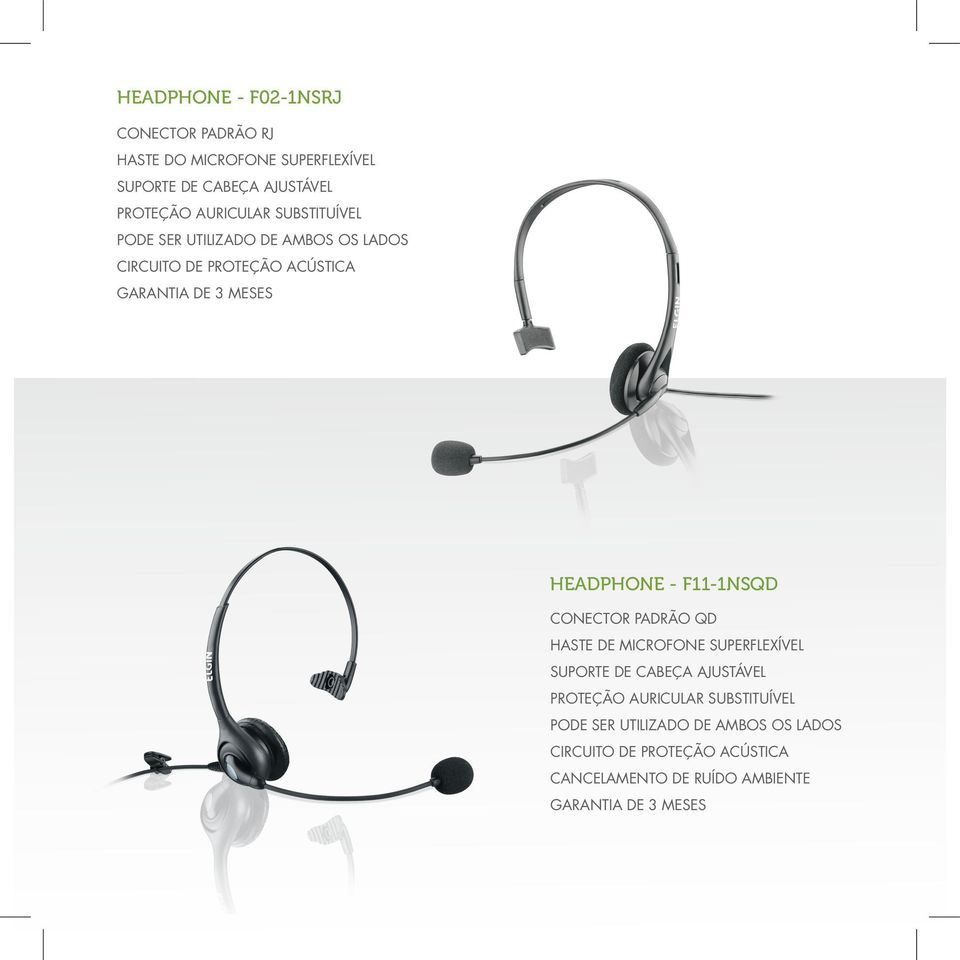 HEADPHONE - F11-1NSQD CONECTOR PADRÃO QD HASTE DE MICROFONE SUPERFLEXÍVEL SUPORTE DE CABEÇA AJUSTÁVEL PROTEÇÃO