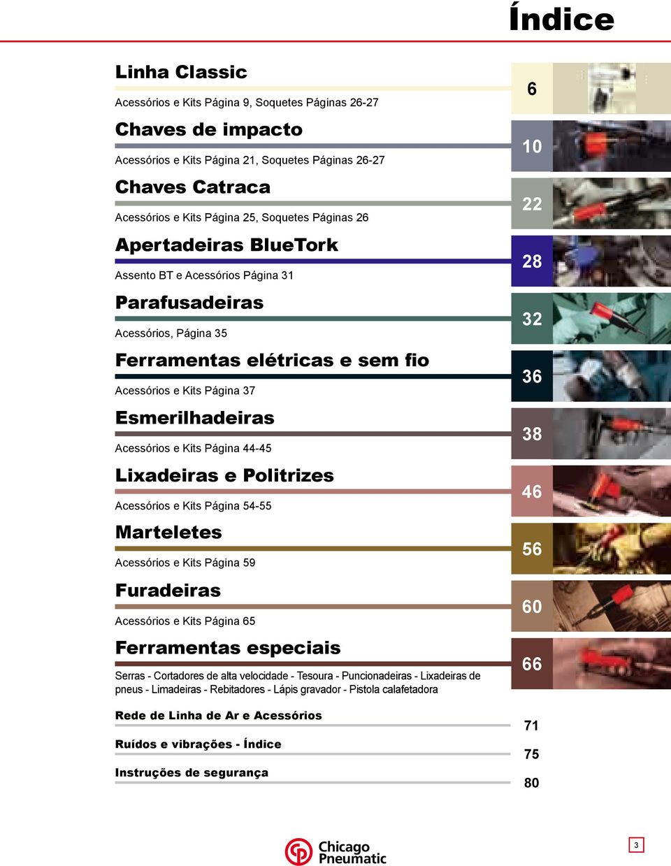 Página 44-45 Lixadeiras e Politrizes Acessórios e Kits Página 54-55 Marteletes Acessórios e Kits Página 59 Furadeiras Acessórios e Kits Página 5 Ferramentas especiais Serras - Cortadores de alta