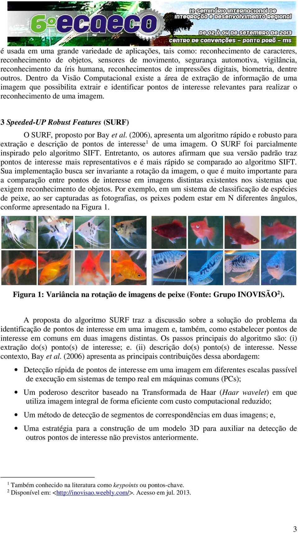 Dentro da Visão Computacional existe a área de extração de informação de uma imagem que possibilita extrair e identificar pontos de interesse relevantes para realizar o reconhecimento de uma imagem.