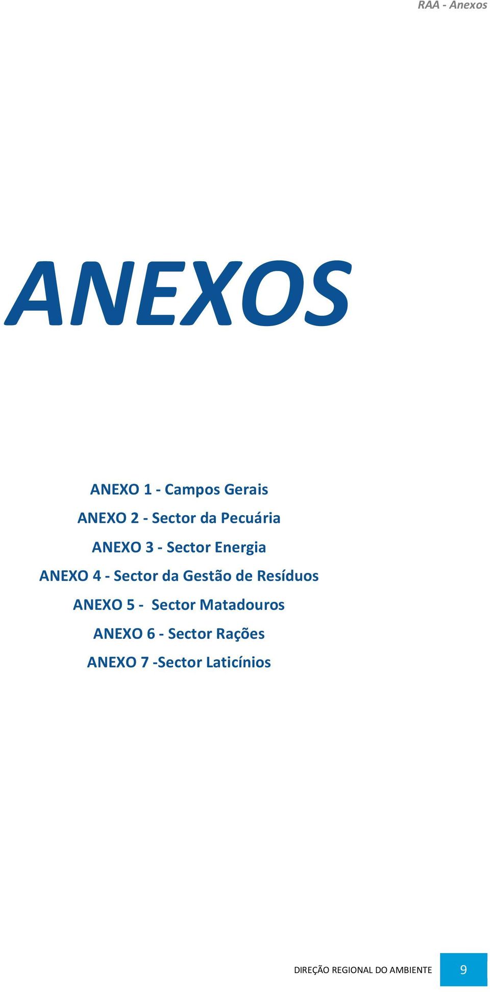 Sector da Gestão de Resíduos ANEXO 5 - Sector