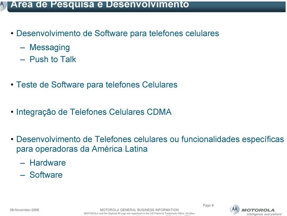 Integração de Telefones Celulares CDMA Desenvolvimento de Telefones celulares ou