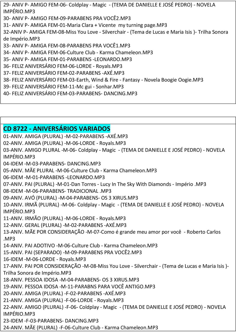 MP3 34- ANIV P- AMIGA FEM-06-Culture Club - Karma Chameleon.MP3 35- ANIV P- AMIGA FEM-01-PARABENS -LEONARDO.MP3 36- FELIZ ANIVERSÁRIO FEM-06-LORDE - Royals.