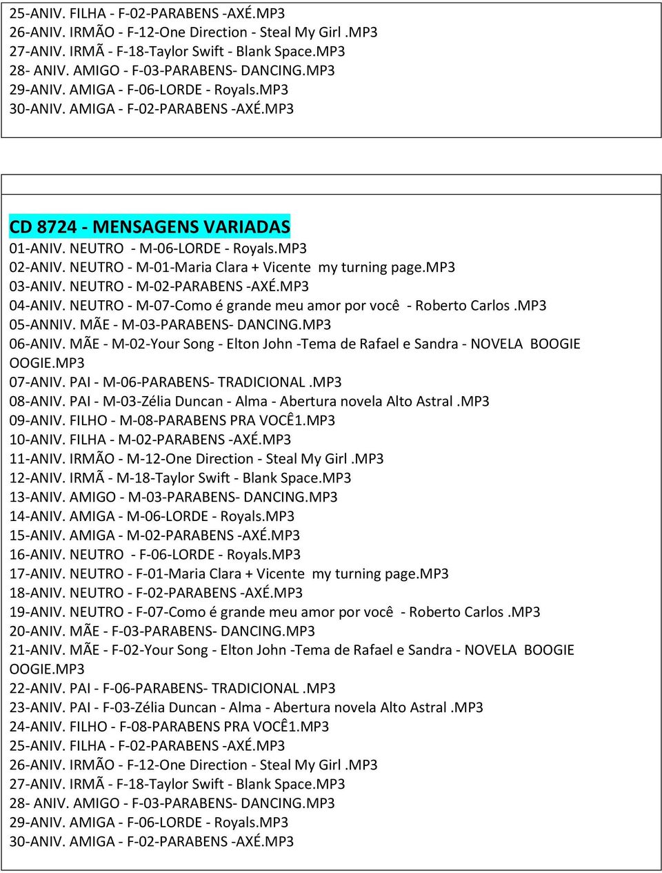 NEUTRO - M-01-Maria Clara + Vicente my turning page.mp3 03-ANIV. NEUTRO - M-02-PARABENS -AXÉ.MP3 04-ANIV. NEUTRO - M-07-Como é grande meu amor por você - Roberto Carlos.MP3 05-ANNIV.