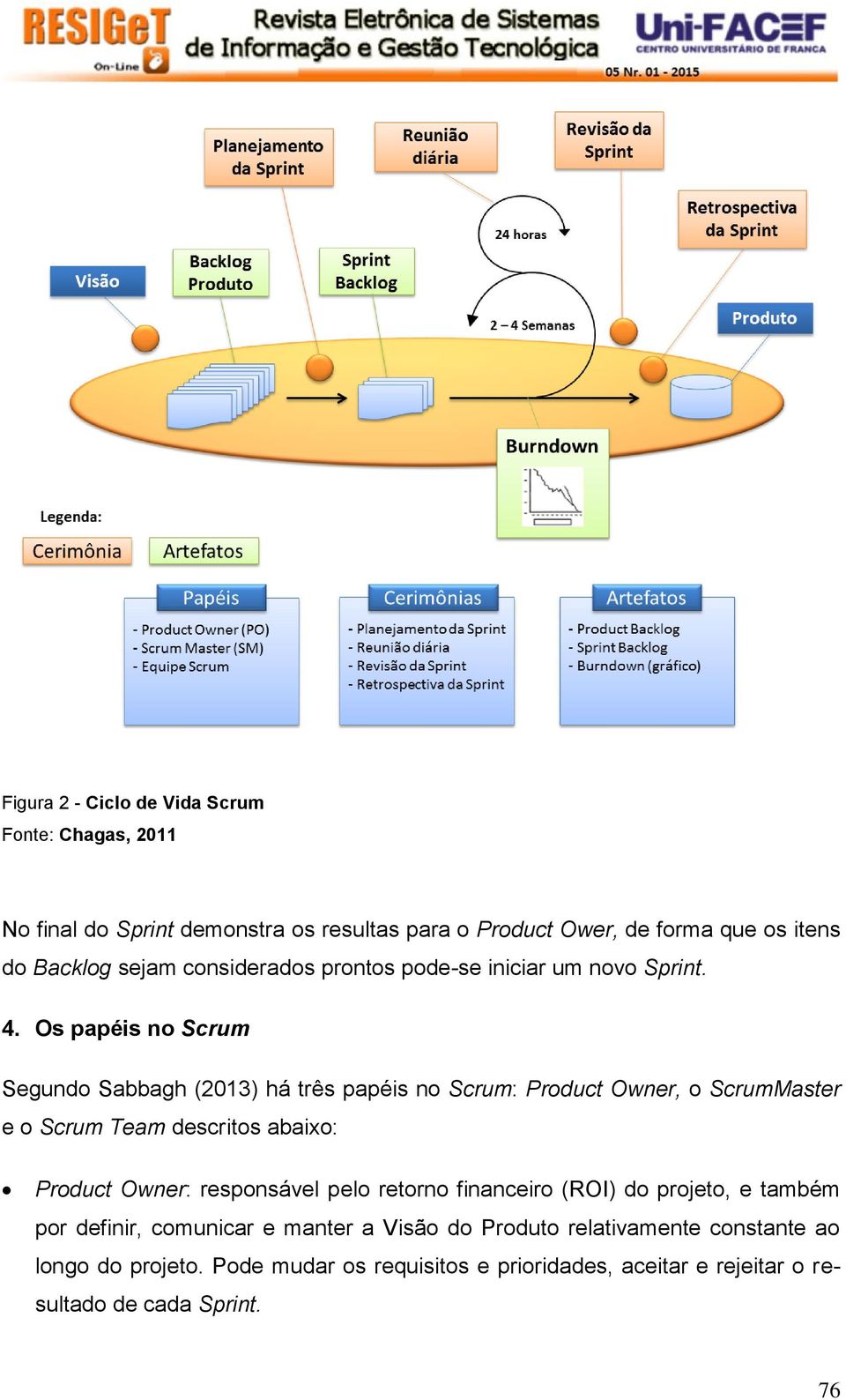 Os papéis no Scrum Segundo Sabbagh (2013) há três papéis no Scrum: Product Owner, o ScrumMaster e o Scrum Team descritos abaixo: Product Owner: