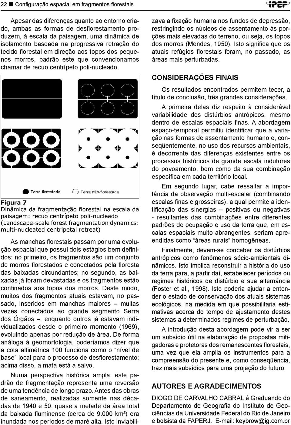 Figura 7 Dinâmica da fragmentação florestal na escala da paisagem: recuo centrípeto poli-nucleado (Landscape-scale forest fragmentation dynamics: multi-nucleated centripetal retreat) As manchas